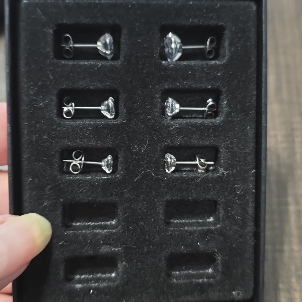 3 Pair Of Silver Tone Stud Earrings Set